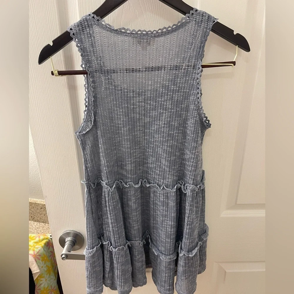 Umgee Blue Sleeveless Ruffle Blouse - Picture 2 of 5